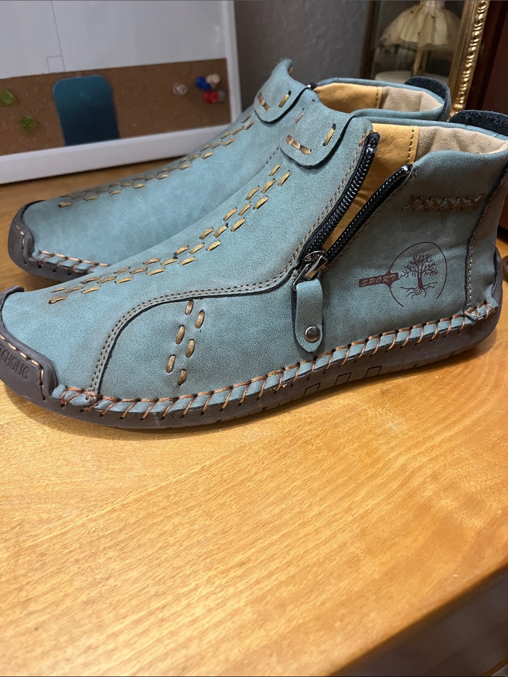 Casual Women's Zip-Front Ankle Shoes in Teal